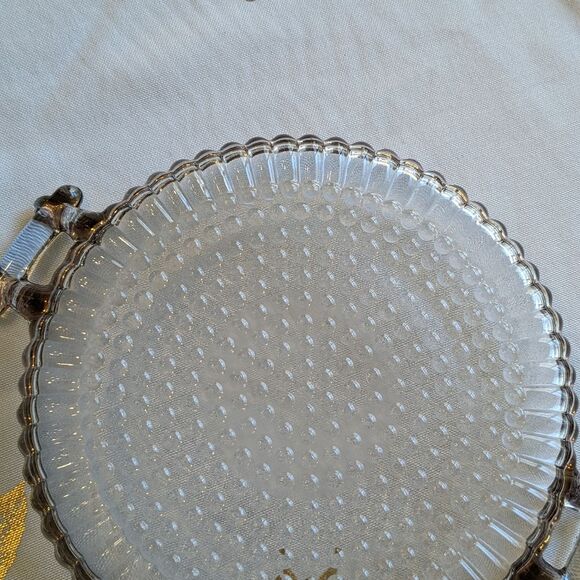 Vintage Jeannette Glass Creamer Sugar Bowl & Tray Set Ribbed Gold Hobnail MCM - Picture 13 of 16